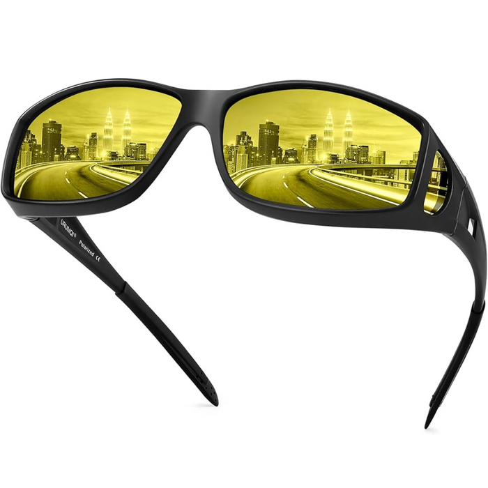 Polarized Night Vision Driving Glasses Anti-Glare Rectangular Lens