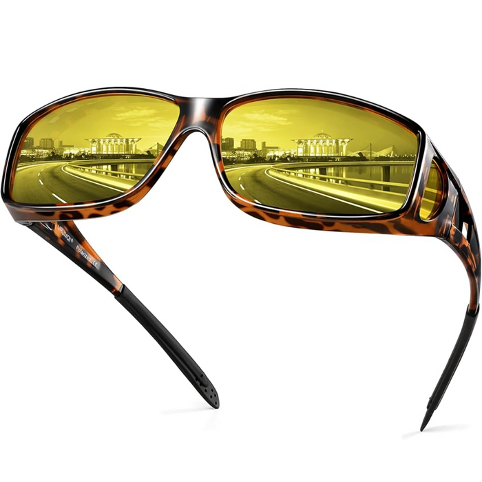 Polarized Night Vision Driving Glasses Anti-Glare Rectangular Lens