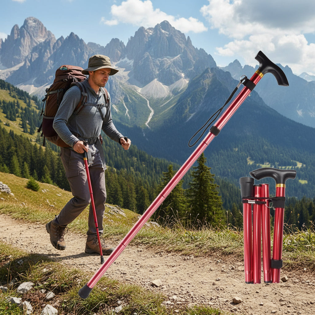 Adjustable Aluminum Hiking Pole Trekking Stick Outdoor Walking Stick