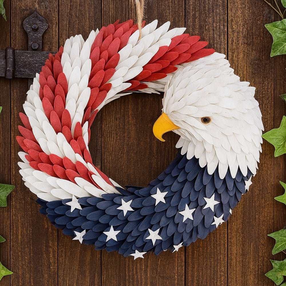 Circular Eagle Wreath Veterans Wall Art Indoor Outdoor Wall Decor