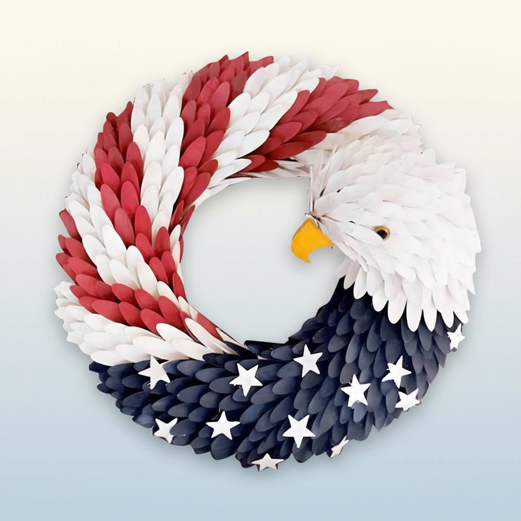 Circular Eagle Wreath Veterans Wall Art Indoor Outdoor Wall Decor
