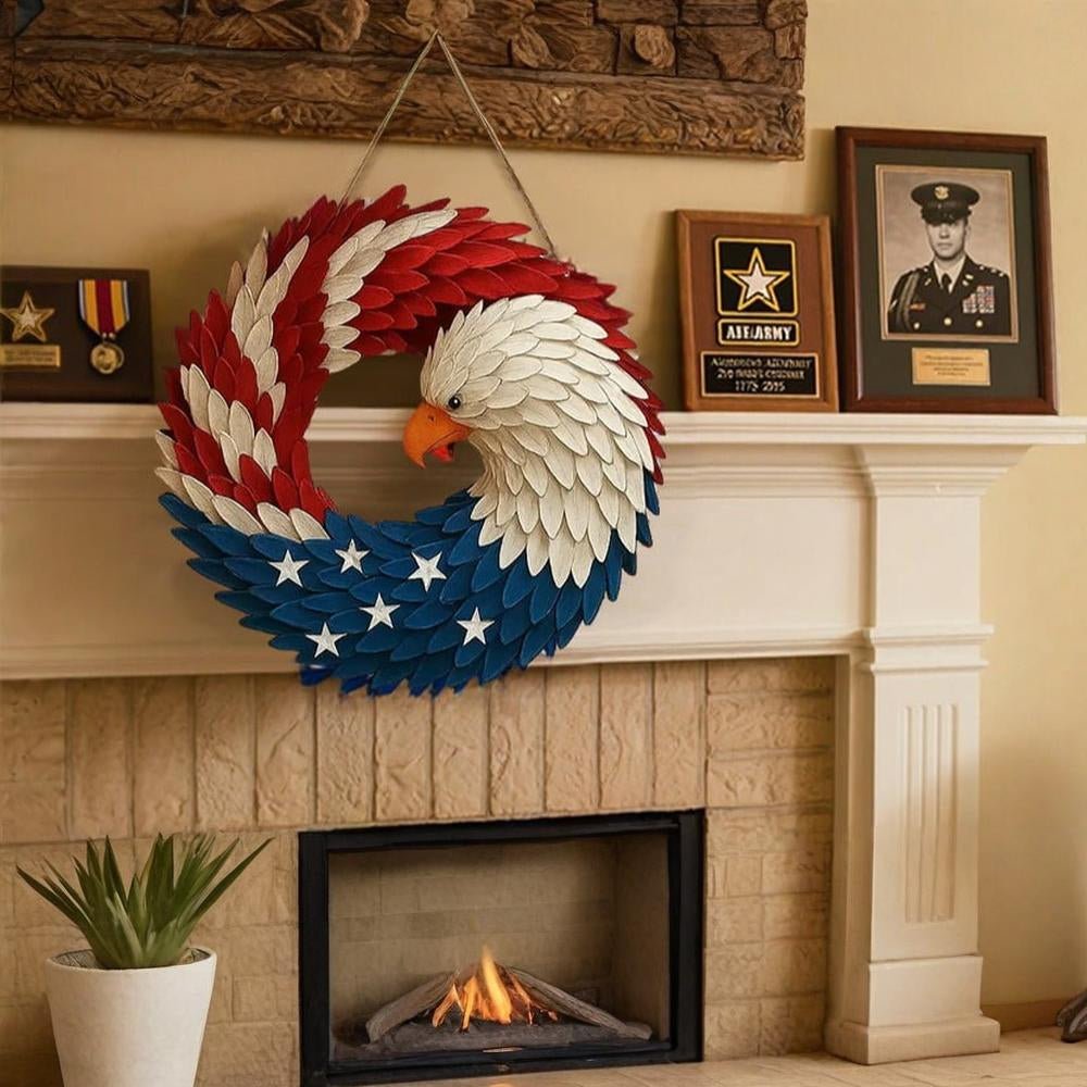 Circular Eagle Wreath Veterans Wall Art Indoor Outdoor Wall Decor