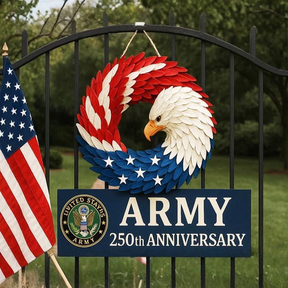 Circular Eagle Wreath Veterans Wall Art Indoor Outdoor Wall Decor