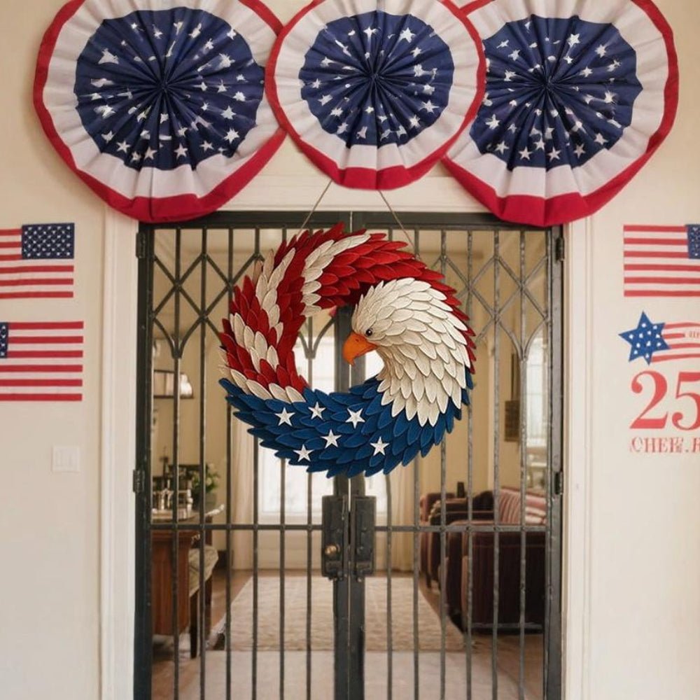 Circular Eagle Wreath Veterans Wall Art Indoor Outdoor Wall Decor