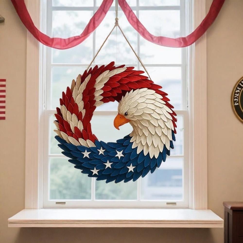 Circular Eagle Wreath Veterans Wall Art Indoor Outdoor Wall Decor