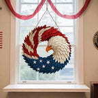 Circular Eagle Wreath Veterans Wall Art Indoor Outdoor Wall Decor