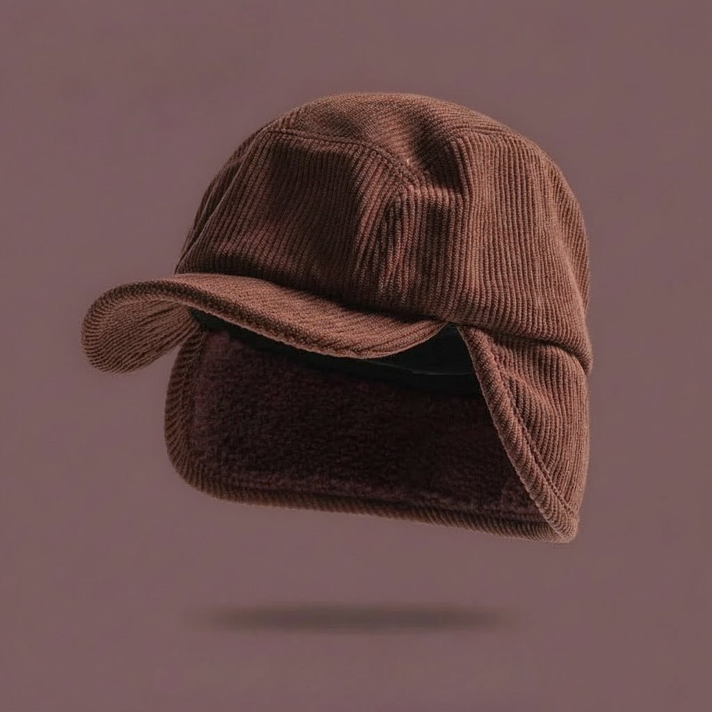 Ribbed Knit Beanie Hat with Ear Flaps Fleece Lined Winter Unisex