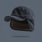 Ribbed Knit Beanie Hat with Ear Flaps Fleece Lined Winter Unisex