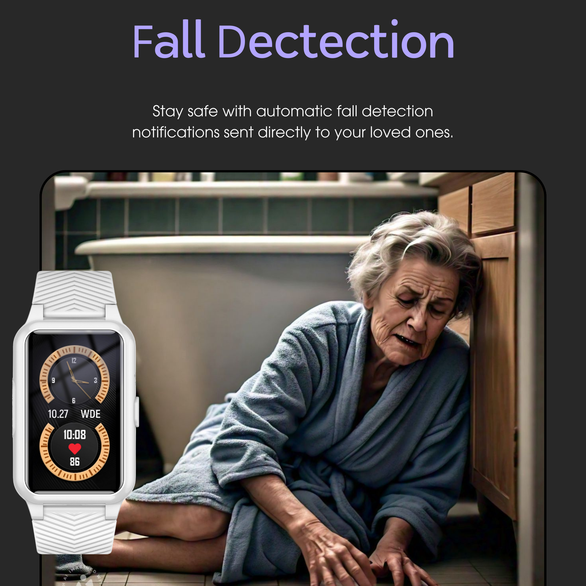 GPS Fall Detection Smartwatch for Seniors Circular Wrist Watch