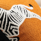 Square Embroidered Cushion Cover with Zebra Dash Pattern