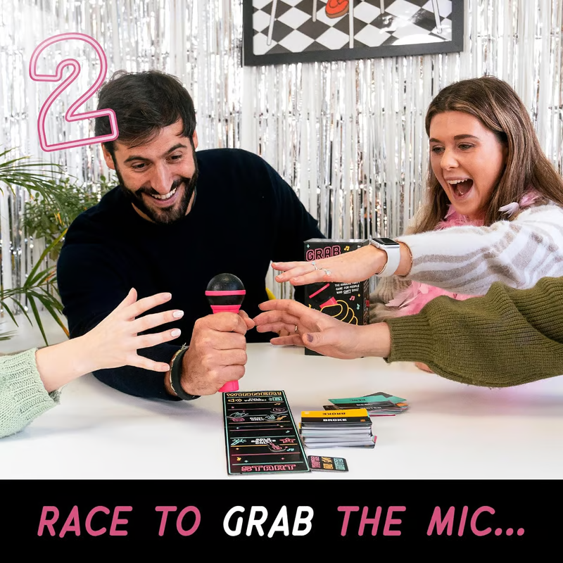 Party Game Grab The Mic Board Game for Singing and Music Challenges