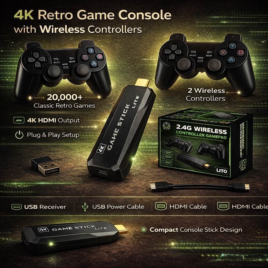 4K Retro Game Console with 20000 Built-in Classic Video Games Plug and Play