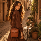 Leather Crossbody Bag Square Compact Anti Theft Crossbody Bag