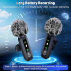 Wireless Lavalier Microphone Dual USB-C Receiver Recording System