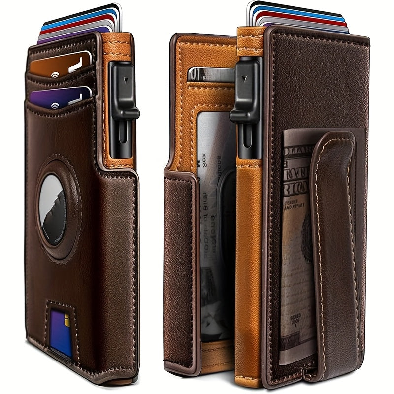 Metal RFID Wallet with Pop-Up Mechanism and Airtag Slot Wallet