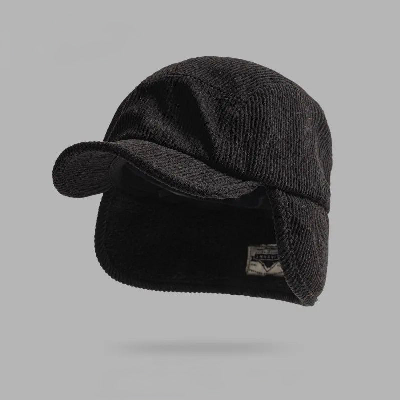 Corduroy Earflap Winter Hat Cap