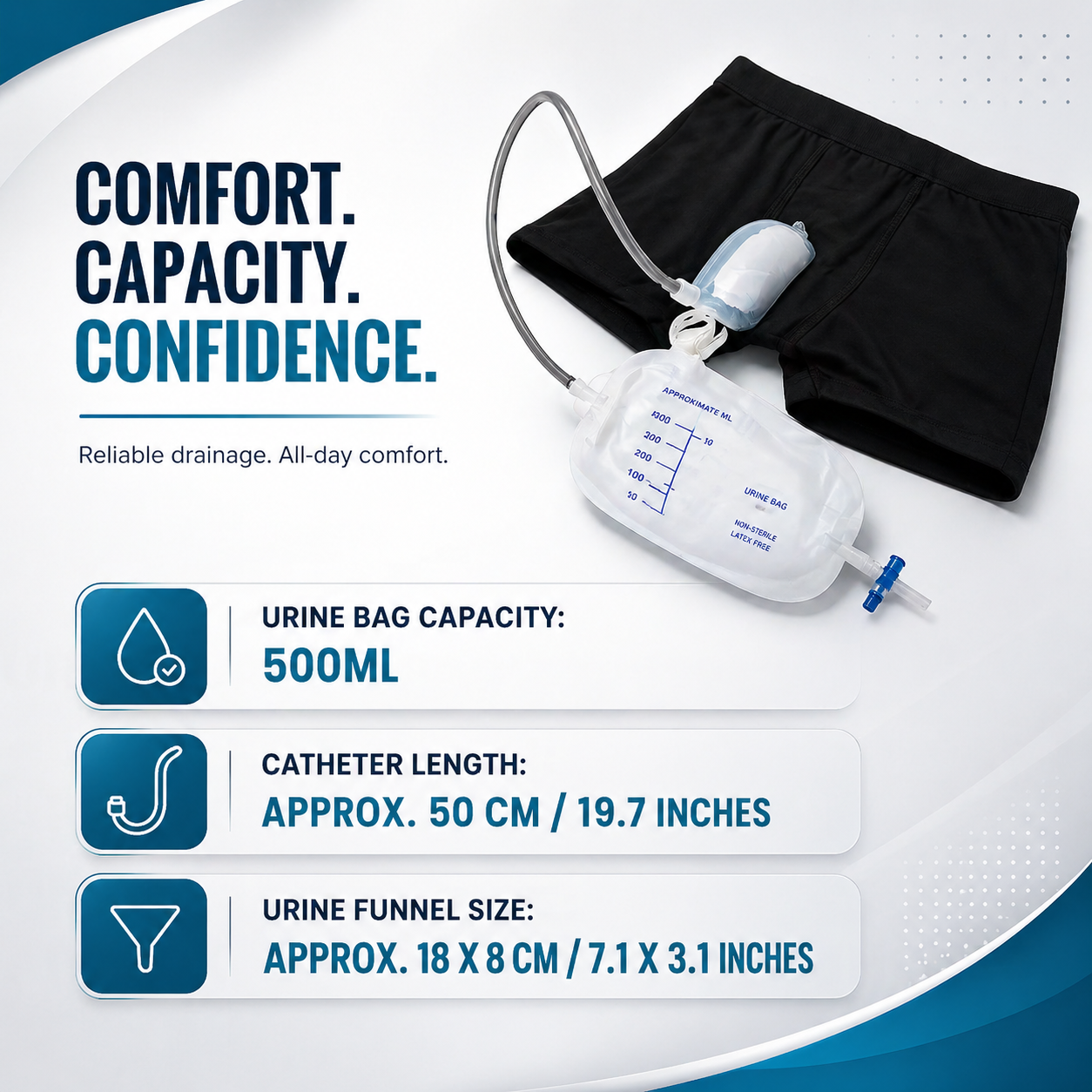 Portable Male Urinal Pants with Drainage Bag Adult Underwear