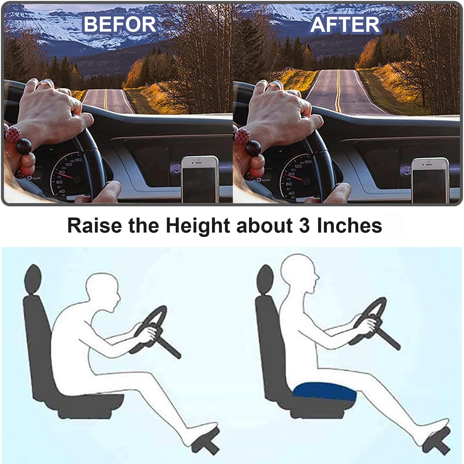 Adult Booster Car Seat Cushion Pad for Vehicle Seating