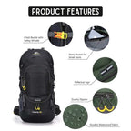Hiking Backpack Waterproof Large Capacity 60L Camping Trekking Bag