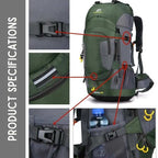 Hiking Backpack Waterproof Large Capacity 60L Camping Trekking Bag