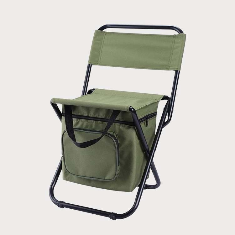 Foldable Camping Chair with Cooler Bag Portable Outdoor Fishing Stool