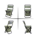 Foldable Camping Chair with Cooler Bag Portable Outdoor Fishing Stool