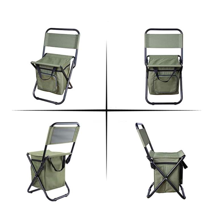Foldable Camping Chair with Cooler Bag Portable Outdoor Fishing Stool