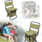 Foldable Camping Chair with Cooler Bag Portable Outdoor Fishing Stool