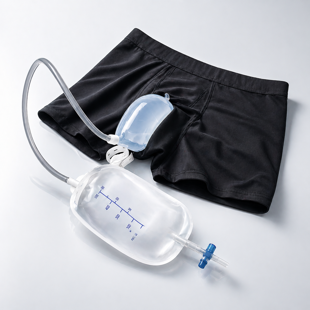 Portable Male Urinal Pants with Drainage Bag Adult Underwear