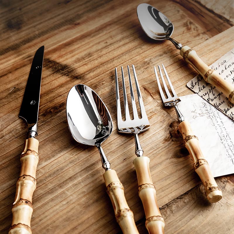 Bamboo Cutlery Set Portable Utensil Flatware Travel Silverware Kit