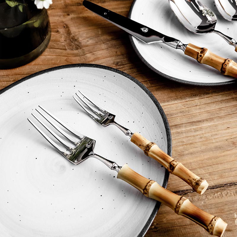 Bamboo Cutlery Set Portable Utensil Flatware Travel Silverware Kit