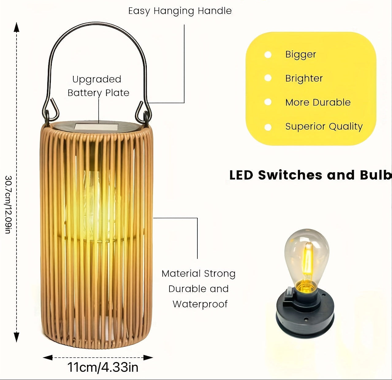 Solar Hanging Lantern Set Outdoor Waterproof LED with Automatic Switch