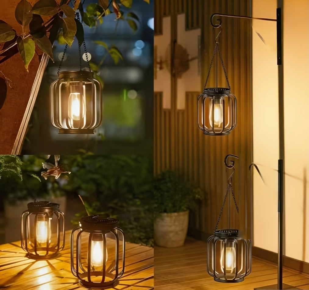 Solar Powered Hanging LED Lantern Outdoor Garden Light