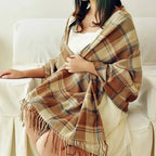 Women Large Square Winter Scarf Wrap Wool Blend Winter Wrap Scarf