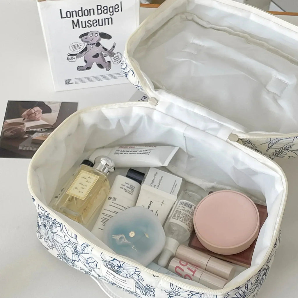 4 Piece Quilted Makeup Bag Set Organizer Pouches