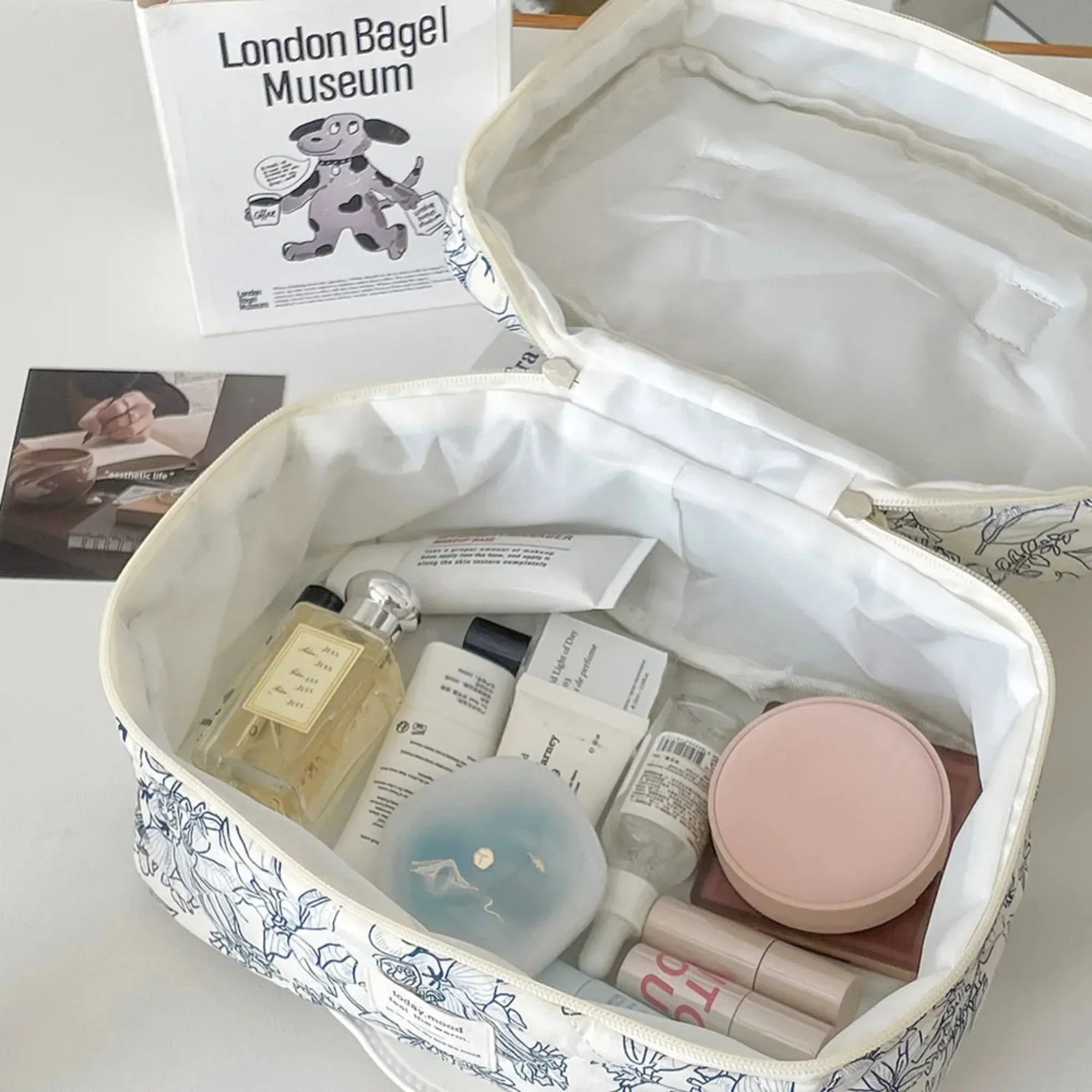 4 Piece Quilted Makeup Bag Set Organizer Pouches