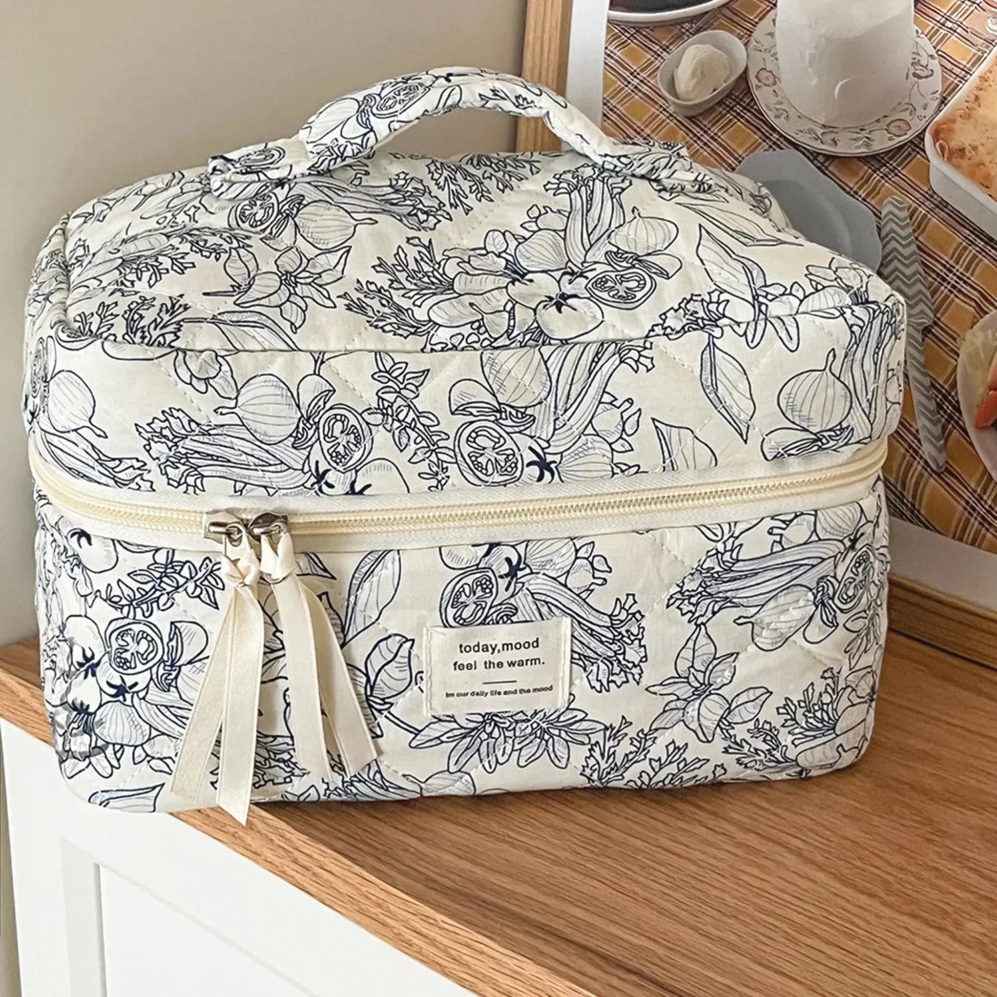 4 Piece Quilted Makeup Bag Set Organizer Pouches