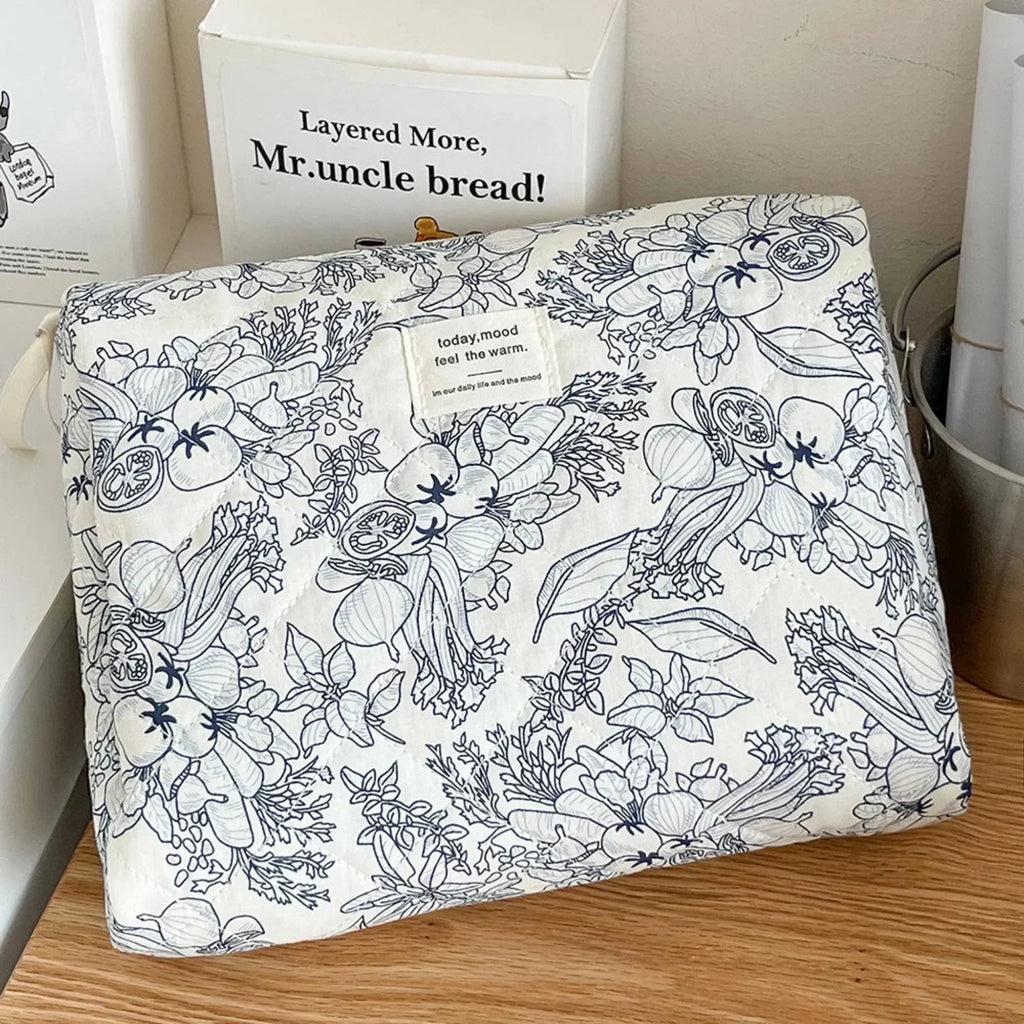4 Piece Quilted Makeup Bag Set Organizer Pouches