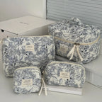 4 Piece Quilted Makeup Bag Set Organizer Pouches