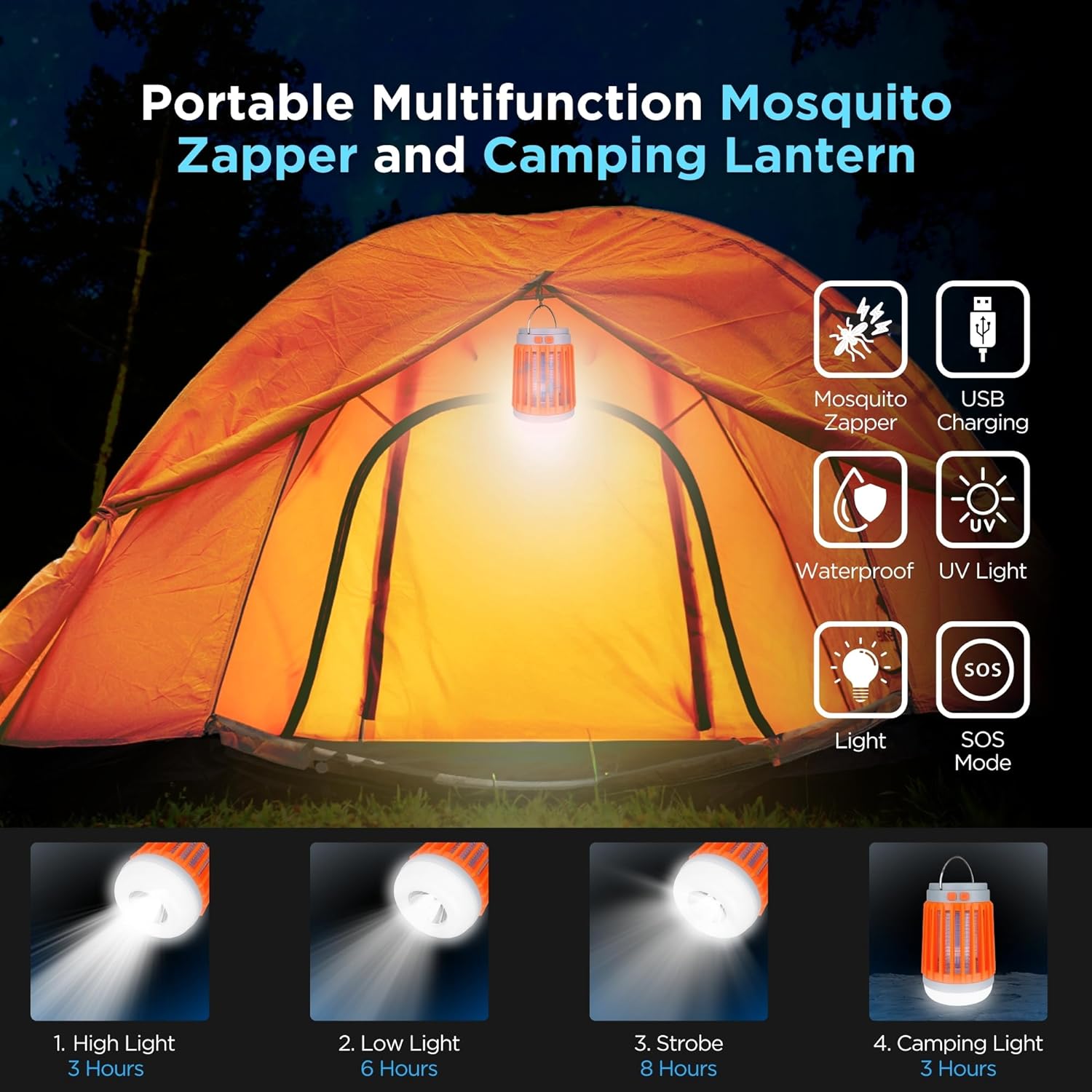 Electric Bug Zapper Mosquito Insect Trap 3-in-1 Outdoor Device