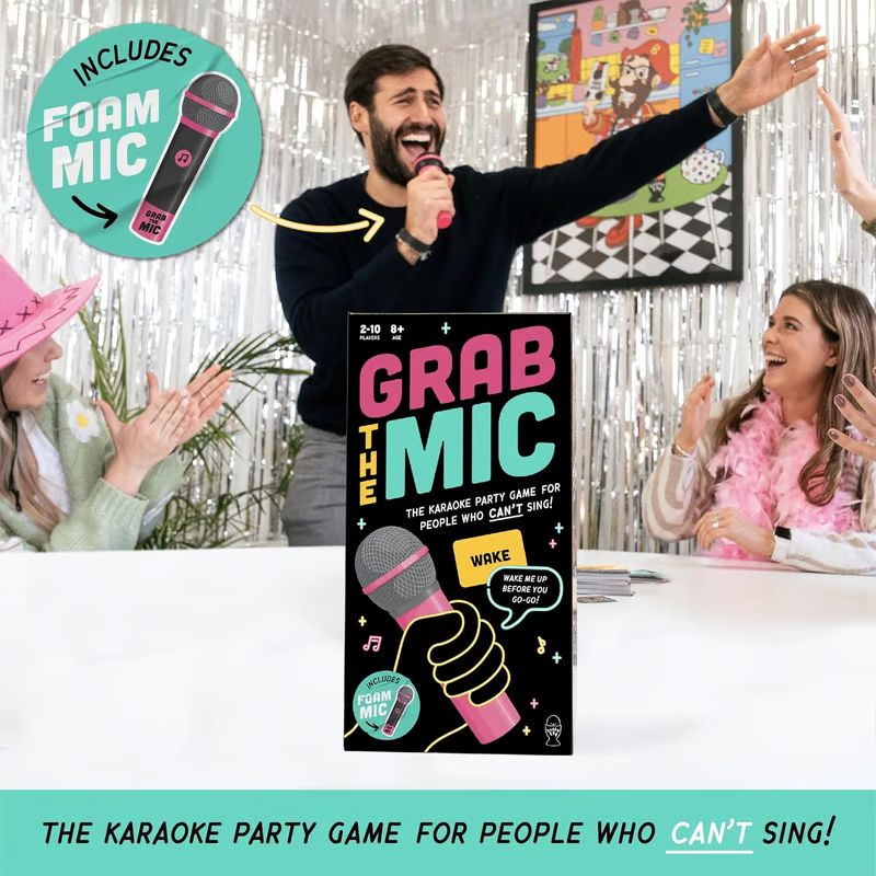 Party Game Grab The Mic Board Game for Singing and Music Challenges