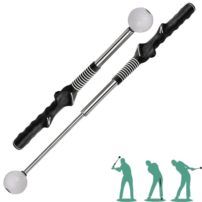 Golf Swing Trainer with Grip Alignment Stick Practice Aid