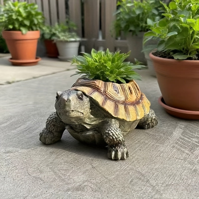Turtle Shaped Resin Succulent Planter Pot for Small Plants and Cacti