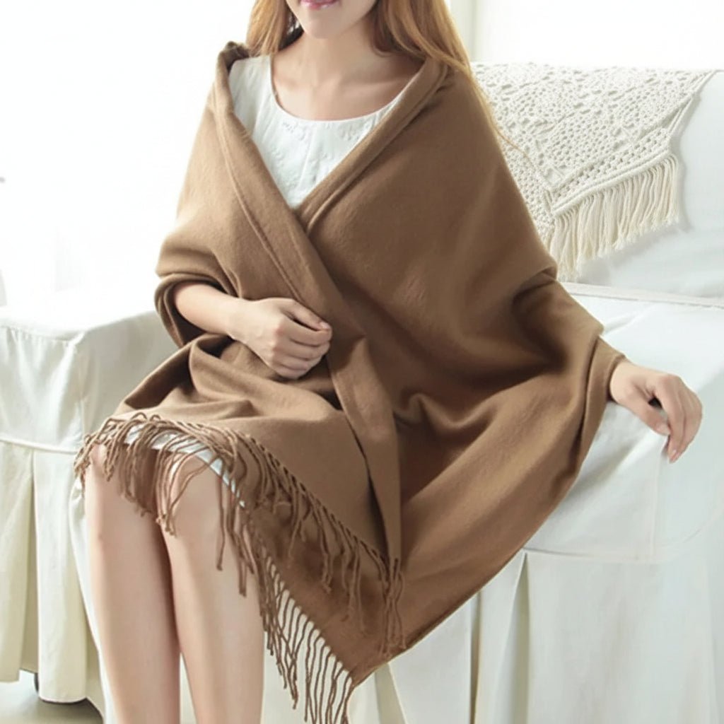 Women Large Square Winter Scarf Wrap Wool Blend Winter Wrap Scarf
