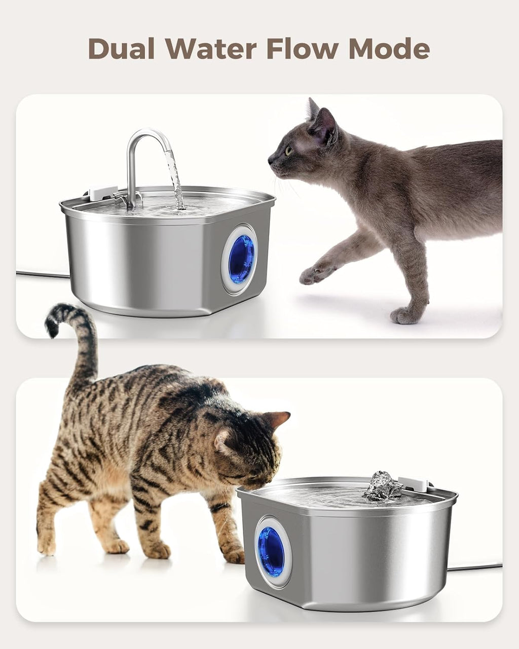 Automatic Stainless Steel Cat Water Fountain Pet Drinking Bowl