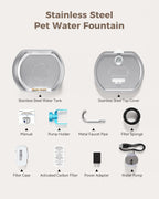 Automatic Stainless Steel Cat Water Fountain Pet Drinking Bowl