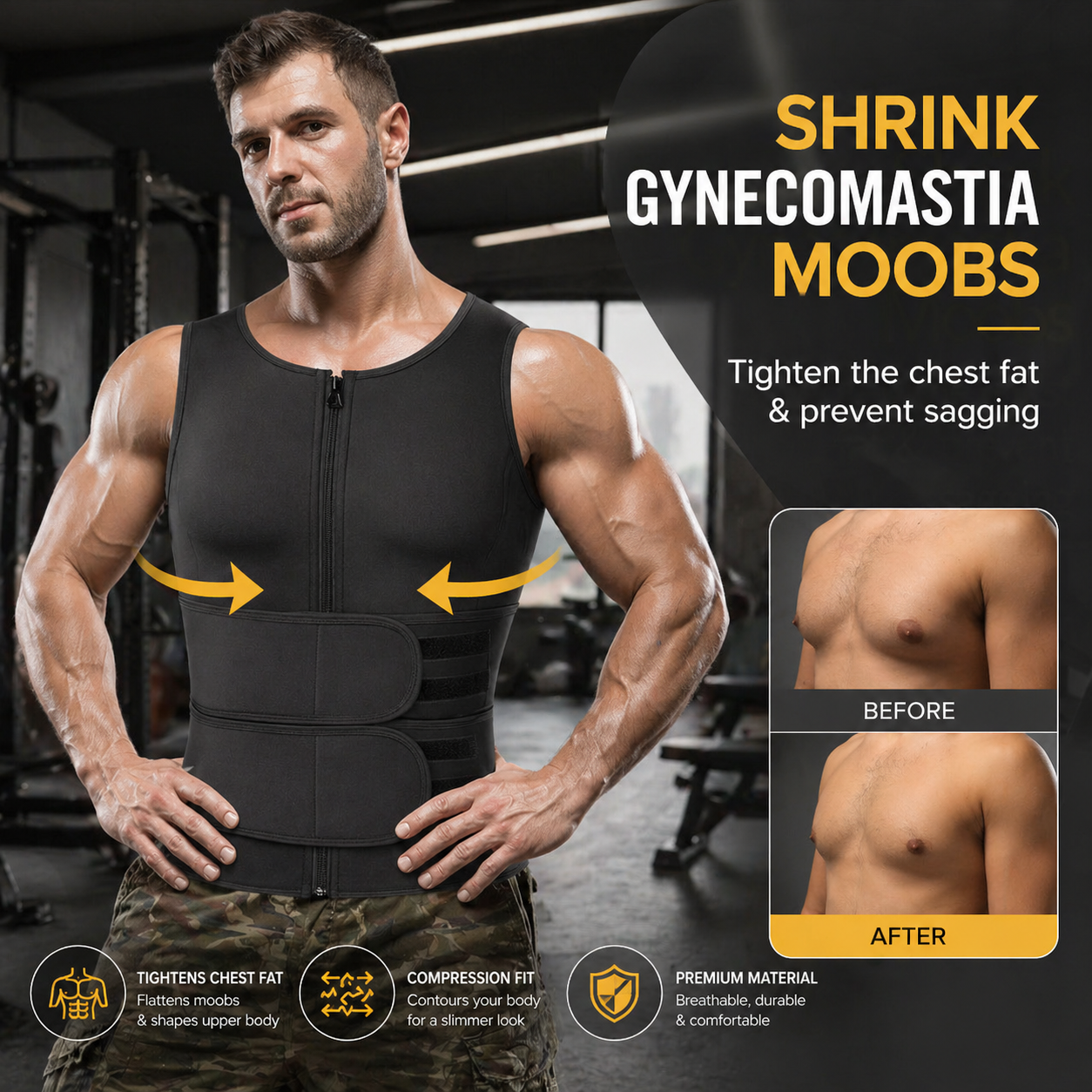 Men's Neoprene Sauna Vest Sweat Slimming Body Shaper Fat Burner