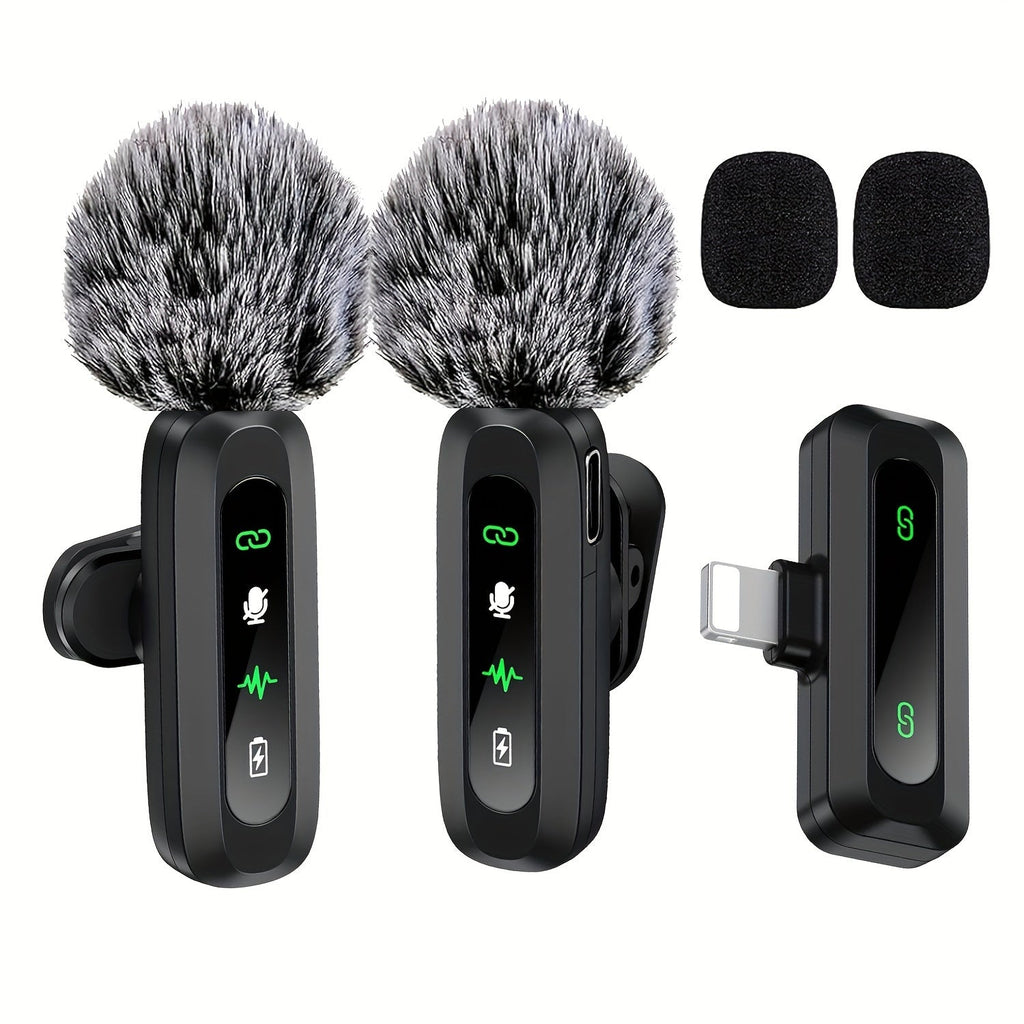 Wireless Lavalier Microphone Dual USB-C Receiver Recording System