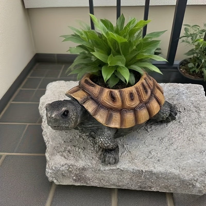 Turtle Shaped Resin Succulent Planter Pot for Small Plants and Cacti