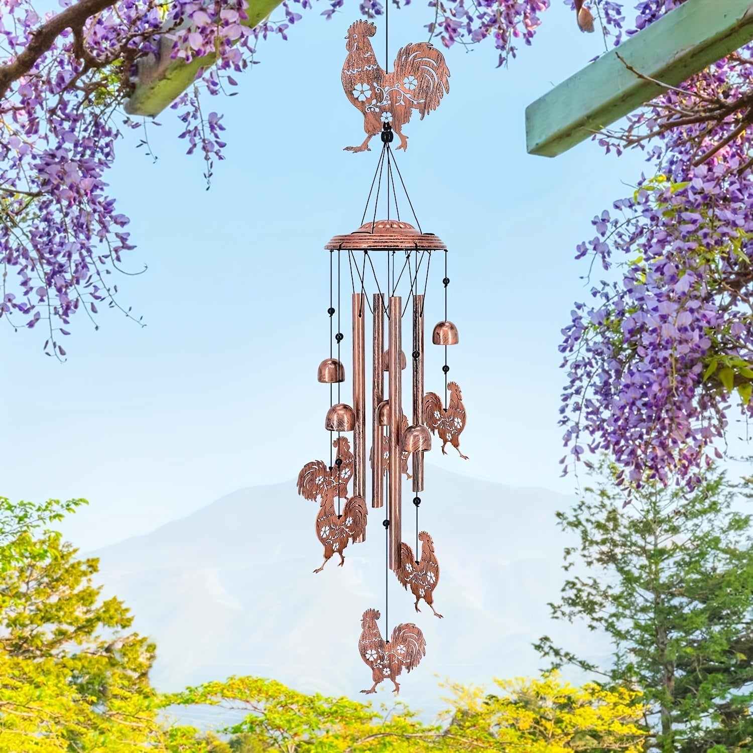 Chicken Shaped Wind Chime Outdoor Indoor Garden Decoration 34 Inch